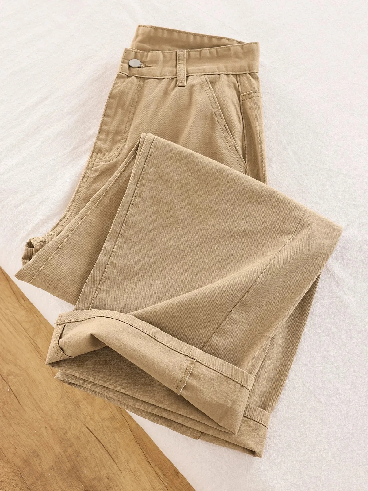 

American Retro Khaki Men's Jeans Loose Straight Leg Casual Trousers Spring Autumn New Style High Waist Wide Leg Jeans