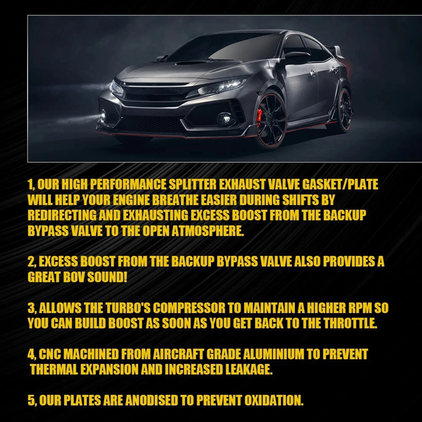 Turbo Blow Off Ventilplatte BOV Spacer Billet Ersatz für Honda Civic 2015-2021 BOV Billet