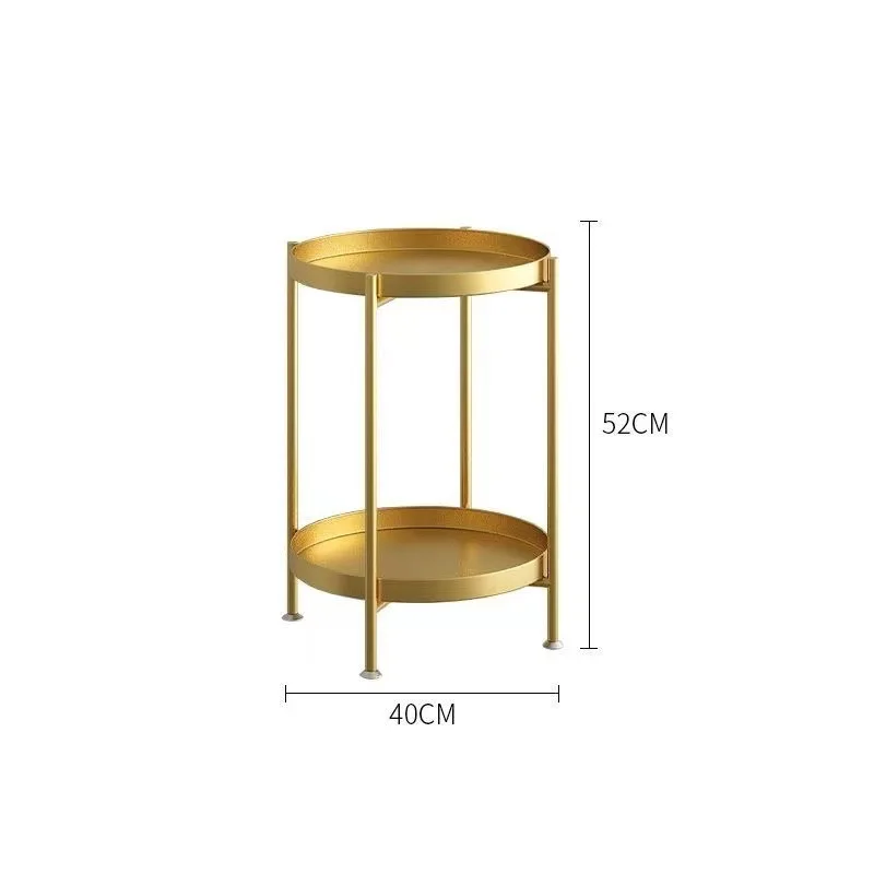 Wrought iron round coffee table simple living room sofa removable side table household cart rack with wheels