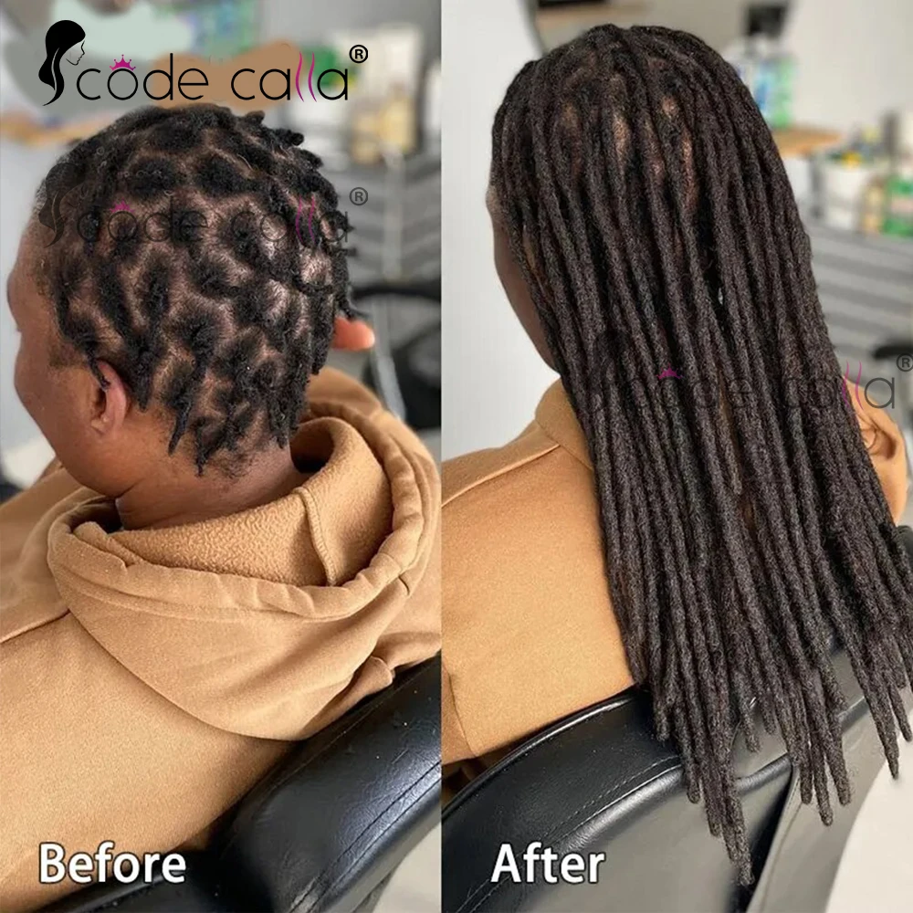 Fios dreadlock extensões para homem/mulher afro kinky em linha reta 100% cabelo humano artesanal loc extensões de cabelo tranças de crochê cabelo