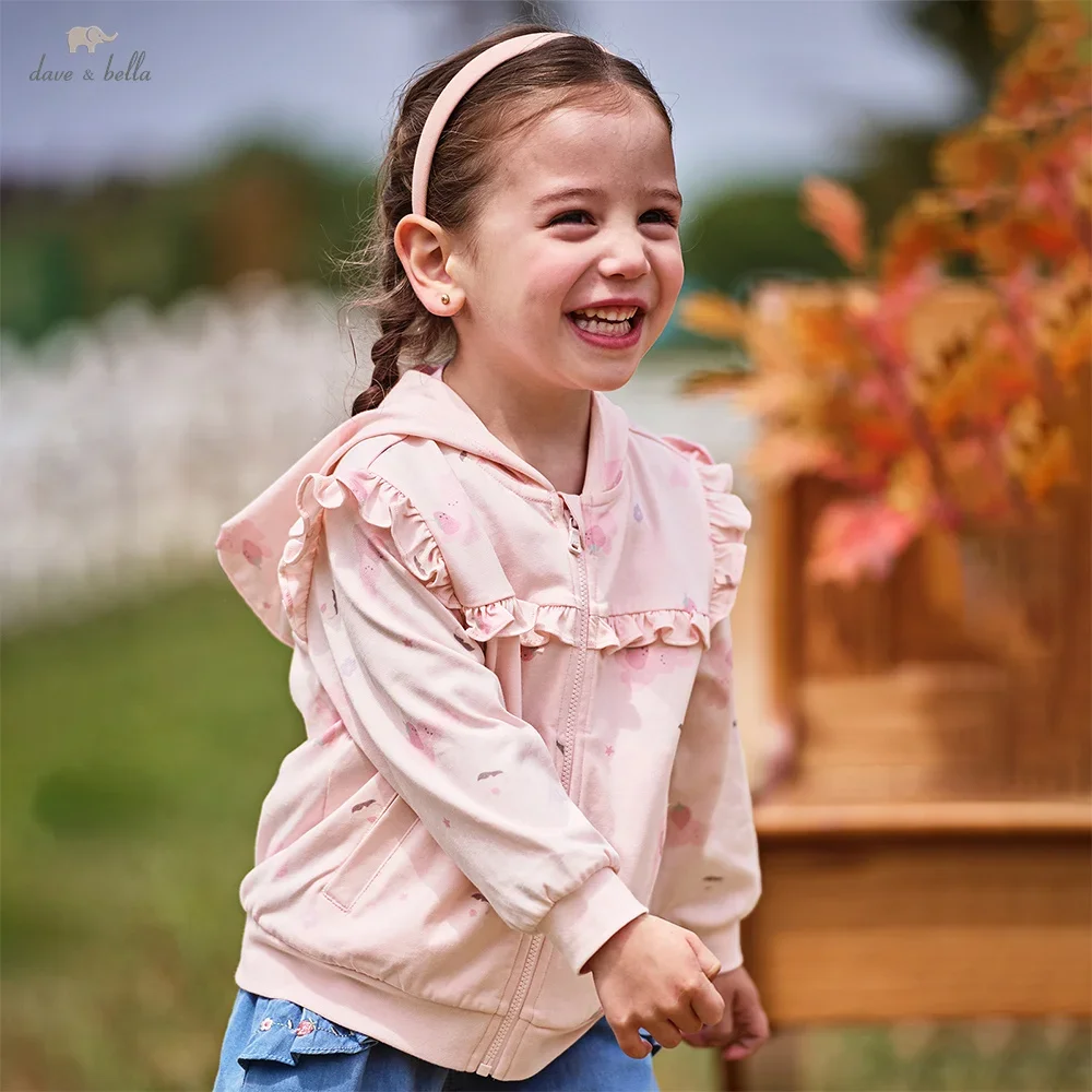 

Dave Bella Children Girls Baby Tops Outerwear Autumn Fashion Casual Sweet Cute Children's Print Overcoat Outdoor Warm DB3253557