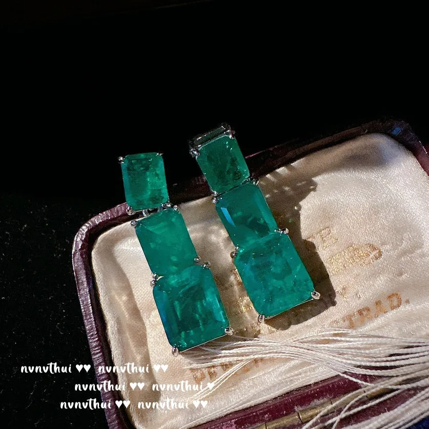 2023 New Luxury 925 Sterling Silver Tourmaline Emerald Gemstone Jewelry Set Women Vintage Wedding Engagement Bridal Accessories