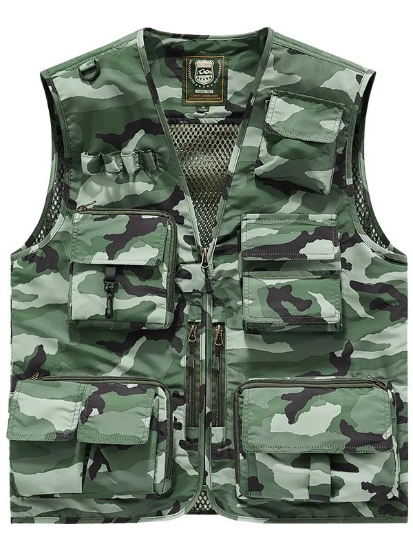 7XL Men's Lightweight Breathable Multi Pocket Utility Vest Outdoor Sports Fishing Hiking Cycling Running Vest Customizable Logo