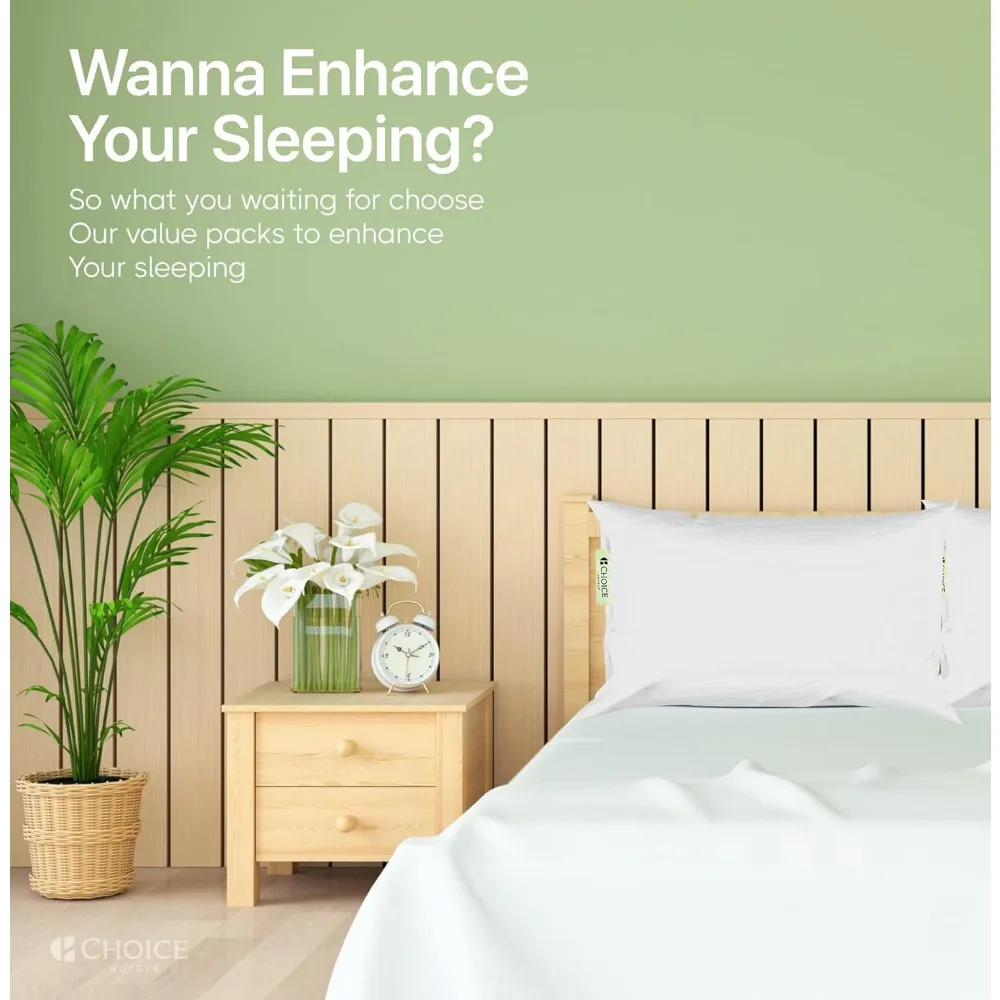 Luxury Hypoallergenic Green Label Soft Pillows - Choice Hotels Luminesse, White, Standard Size, 2-Pack