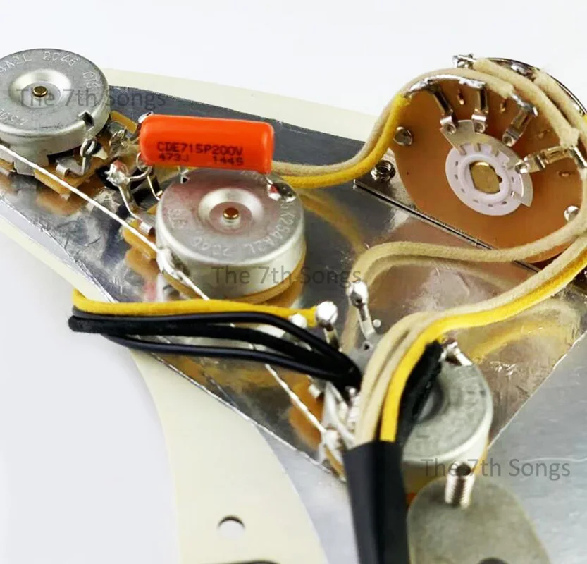 Texas Blues Bridge 7.6K / 6.8K Alnico 5 SSS Pickup ST Guitar Loaded Pickguard Guitar Wiring Prewired Fibre Grey / Black view 6