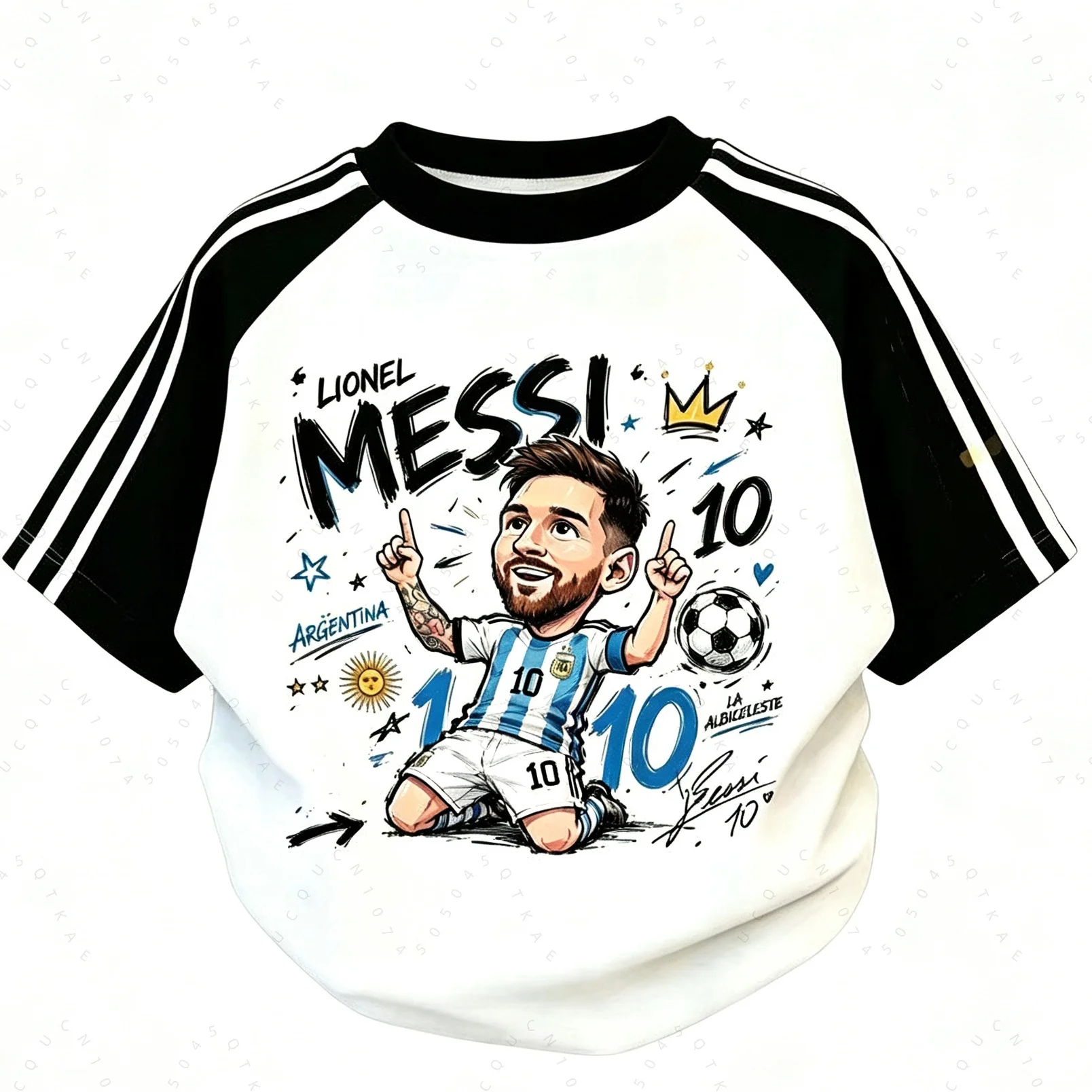 2026 Neues Kinder- und Erwachsenen-T-Shirt mit Cartoon-Fußballspieler-Aufdruck, Top-Tier-Fußballstars, Kurzarm, Fußballfan-Strandtops – Detail 8
