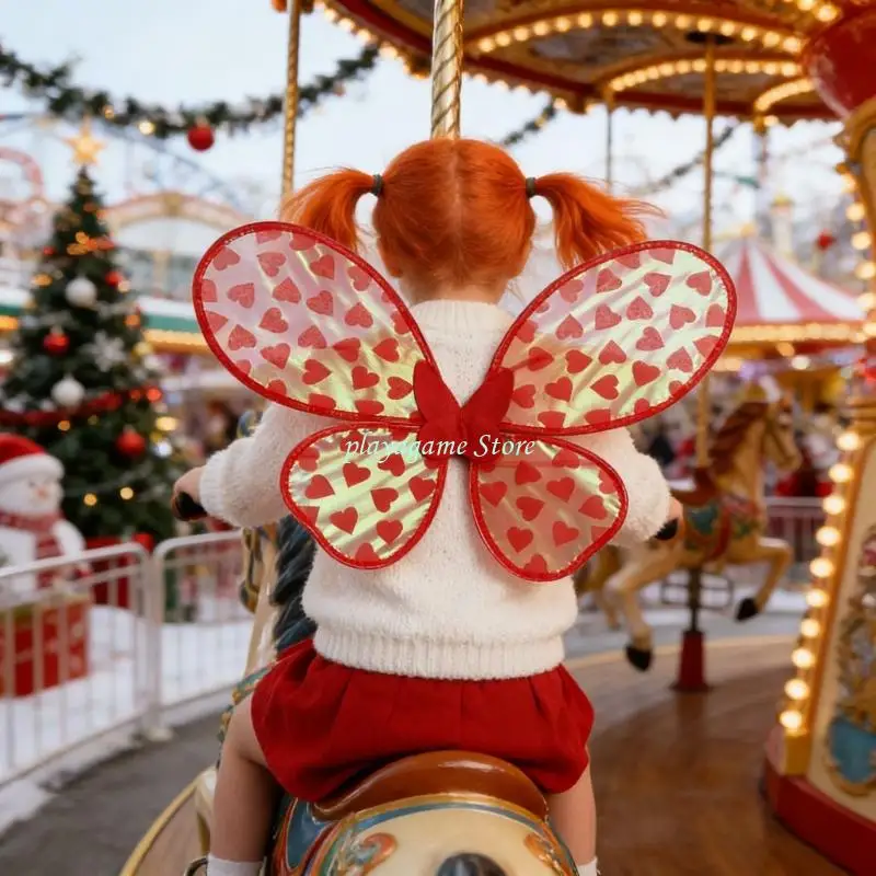 Y88A Practical Organza Heart Wing Fashion Heart Butterfly Wing for Children Role Play Activities in Theater and Celebrations