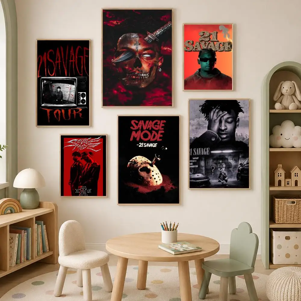 Music 2-21 Savage Poster Self-Stick HD PP paper Wall Art Poster, Waterproof Decor for Bedroom, Living Room and Home