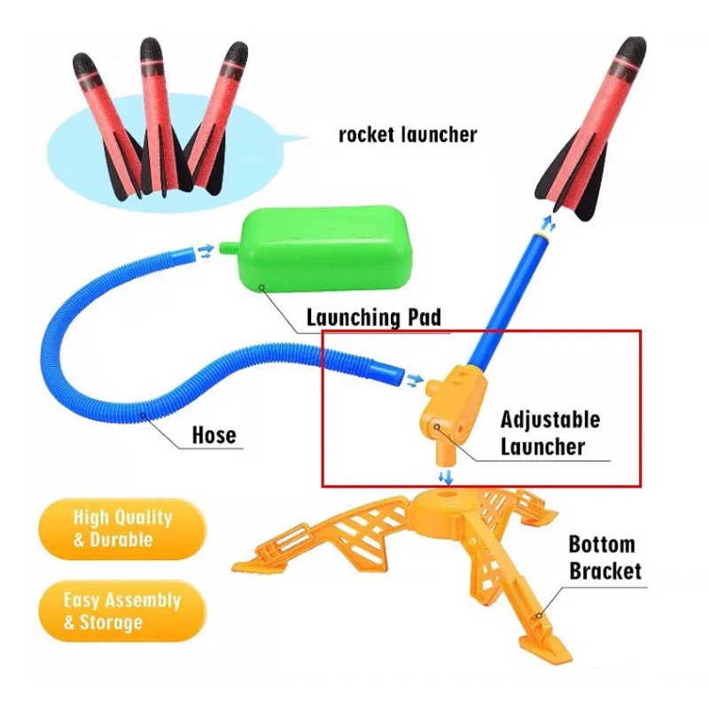 어린이용 로켓 발사기, 스텝 펌프 공기 압축식, 야외 가족 게임, 스카이로켓, 생일 선물, 스포츠 장난감