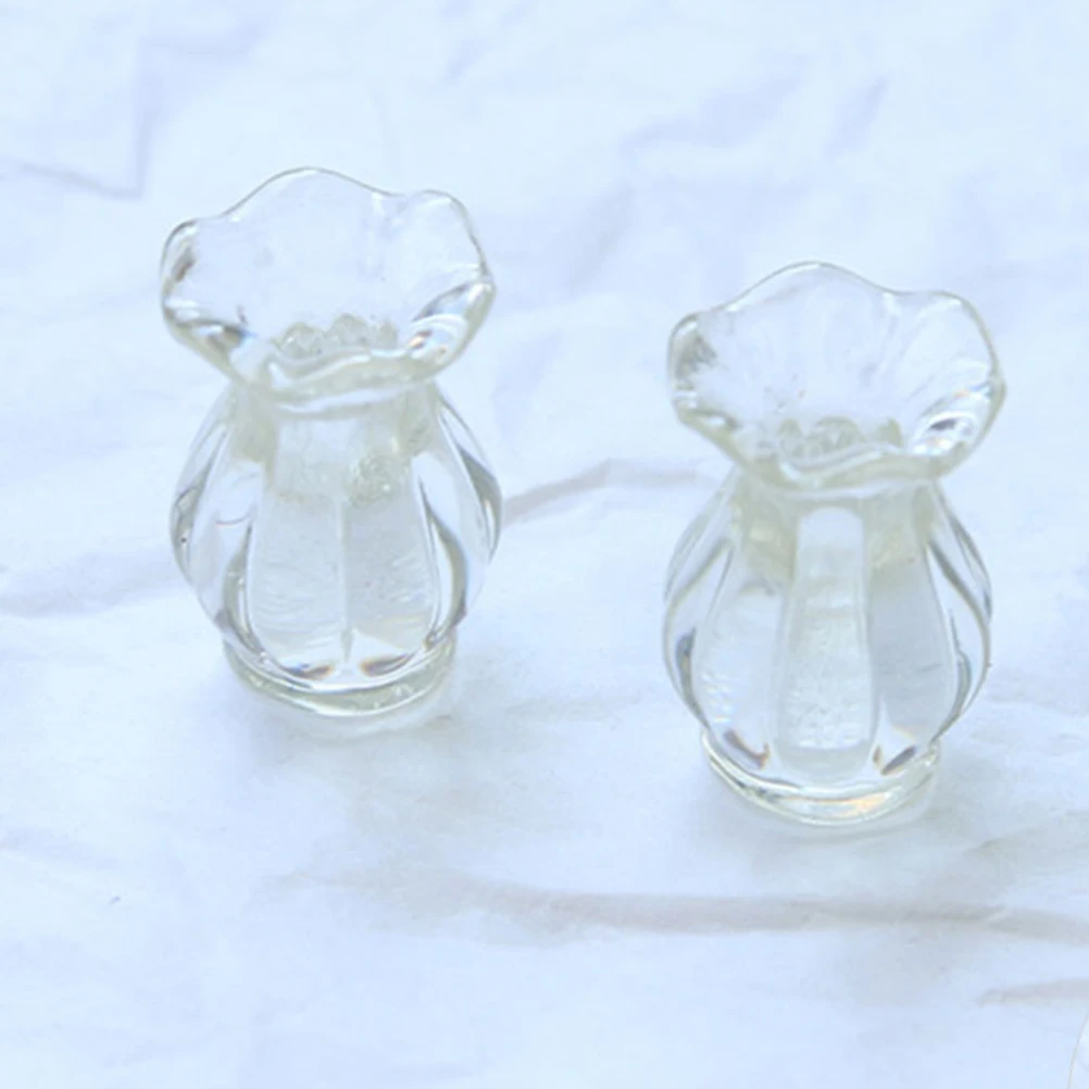 

6pcs Flower Set Dollhouse Accessories Tiny Ornaments Mini Vase Decor Diy Micro Landscape Decoration Miniature Ornaments Gradient