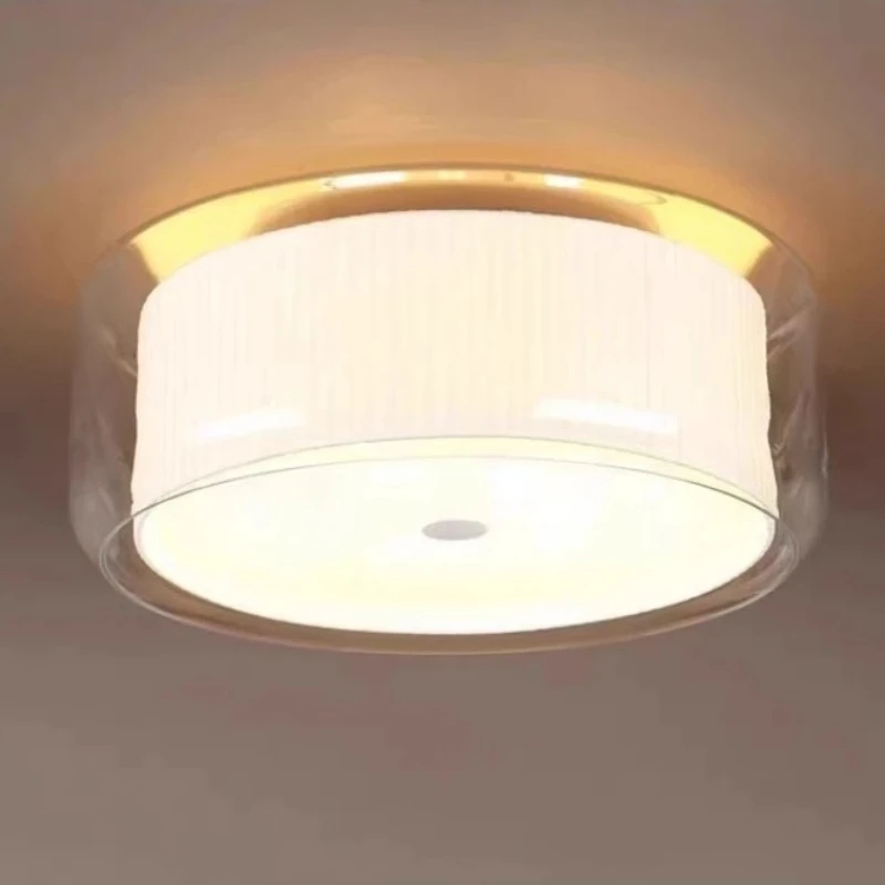 Modern Corridor Bedroom Kitchen Circular Glass Ceiling Light Transparent Lampshade Indoor Atmosphere Lighting Fixture