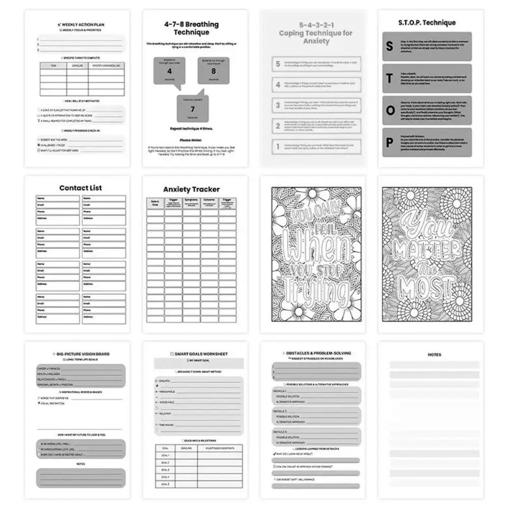 Three In 1 Daily Planner Concentration-Oriented Multifunctional Task Planner Psychological Adjustment Cartoon Undated Planner