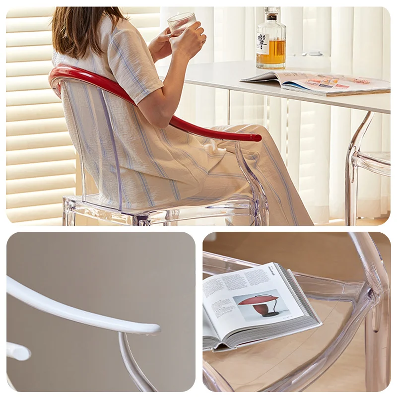 Nuevo Silla Taishi de contraste transparente de estilo chino, sillón redondo acrílico con respaldo Simple para el hogar, silla de comedor de plástico nórdico