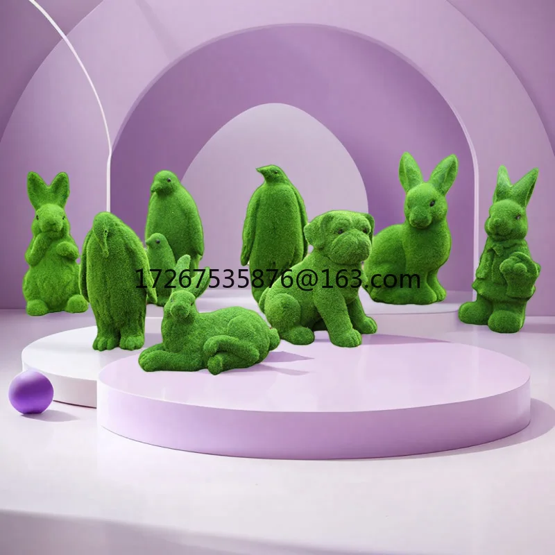

Outdoor Garden Forest Simulation Green Velvet Rabbit Turtle Duck Snail Sculpture Lawn Ornament