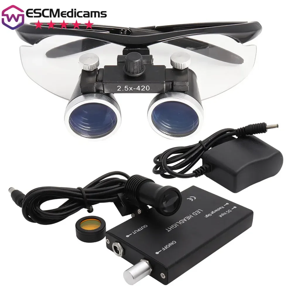 

Dental Loupe Magnification 2.5X/3.5X420mm High Quality Magnifiers for Surgical Operations and Dental Lab Work with 5W LED Light