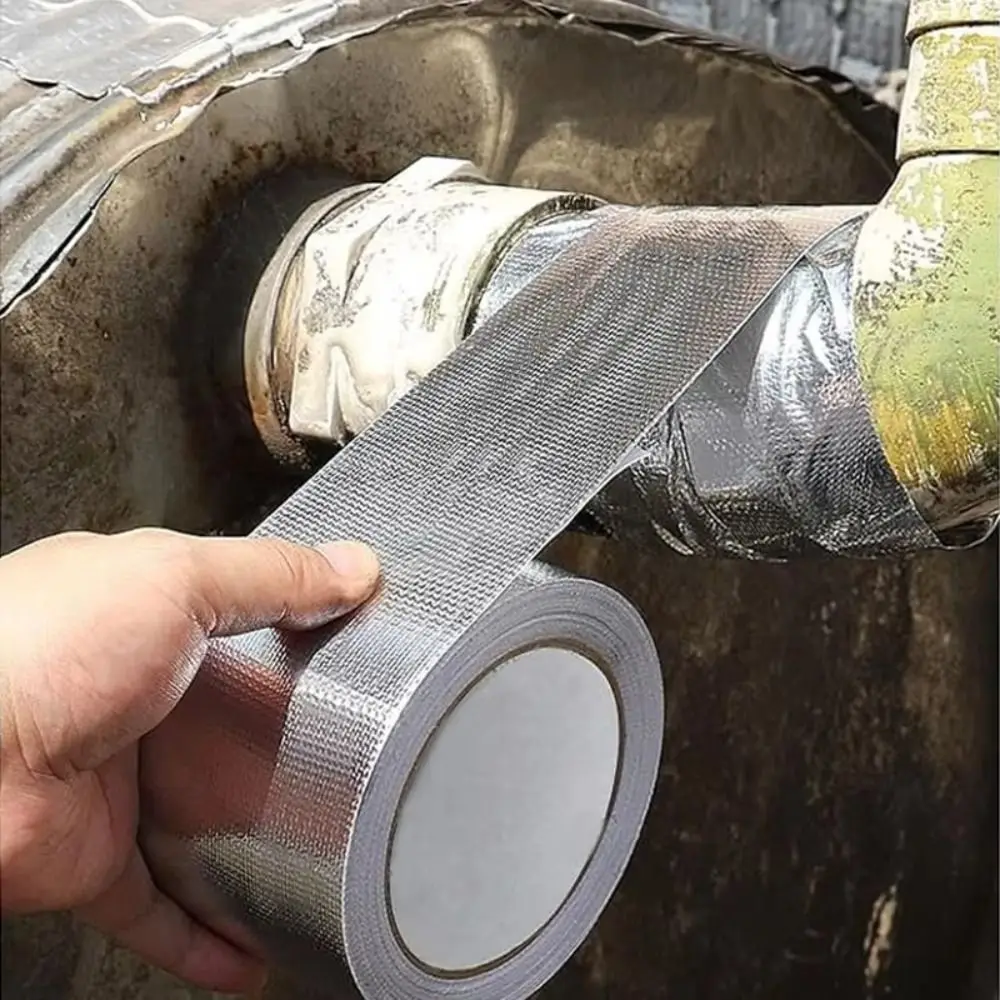 New 5/10/20M Fiberglass Aluminum Foil Tape Self-Adhesive Silver Fireproof Tape High Temperature Aluminum Foil Tape