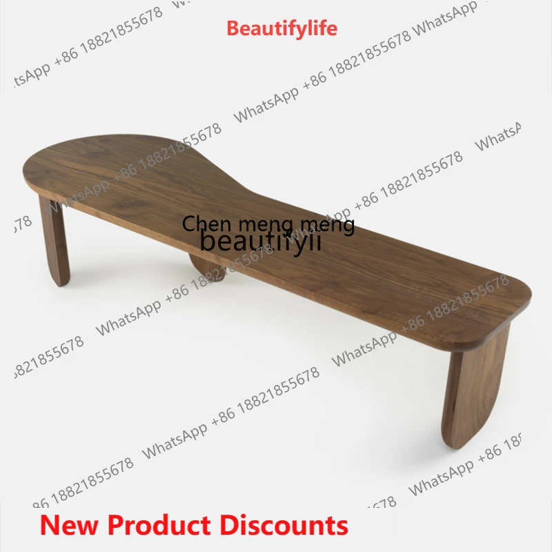 

P178 Creative Simple Shoe Changing Stool Solid Wood Strip Mid-Ancient Style Black Walnut Silent Style Stool Designer Sofa Stool