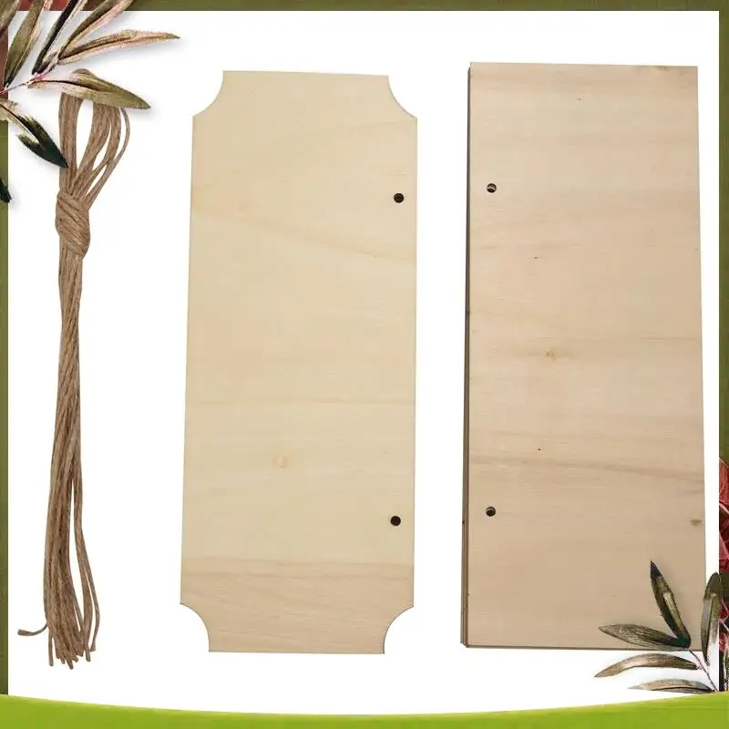 New-10 Pieces Unfinished Hanging Wood Sign Rectangle Blank Wooden Plaque Banners With Ropes For Pyrography Painting Writing