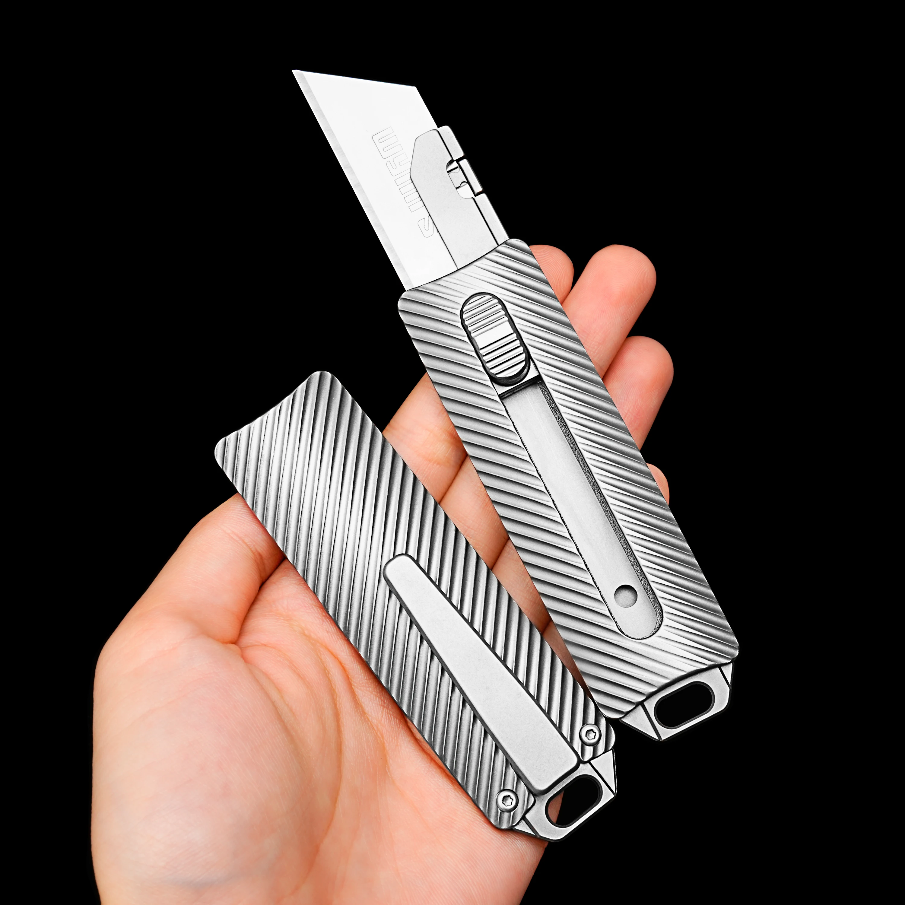 Titan legierung Push-Pull-Messer Kohlenstoffs tahl Klinge Kunst Briefpapier Box Cutter tragbare multifunktion ale Outdoor-EDC-Werkzeuge