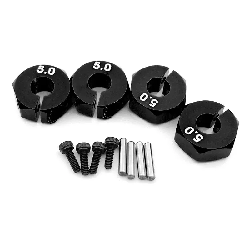 1 zestaw aluminiowych kół sześciokątnych o grubości 5/6/7mm, piasta napędowa 12mm ze śrubami kołkowymi do samochodu ciężarowego RC HSP Tamiya SCX10