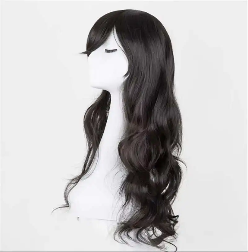 Burgundy Wigs Fei-Show Synthetic Heat Resistant Fiber Long Curly Hair Inclined Bangs Peruca Women Cos-play Salon Hairpiece