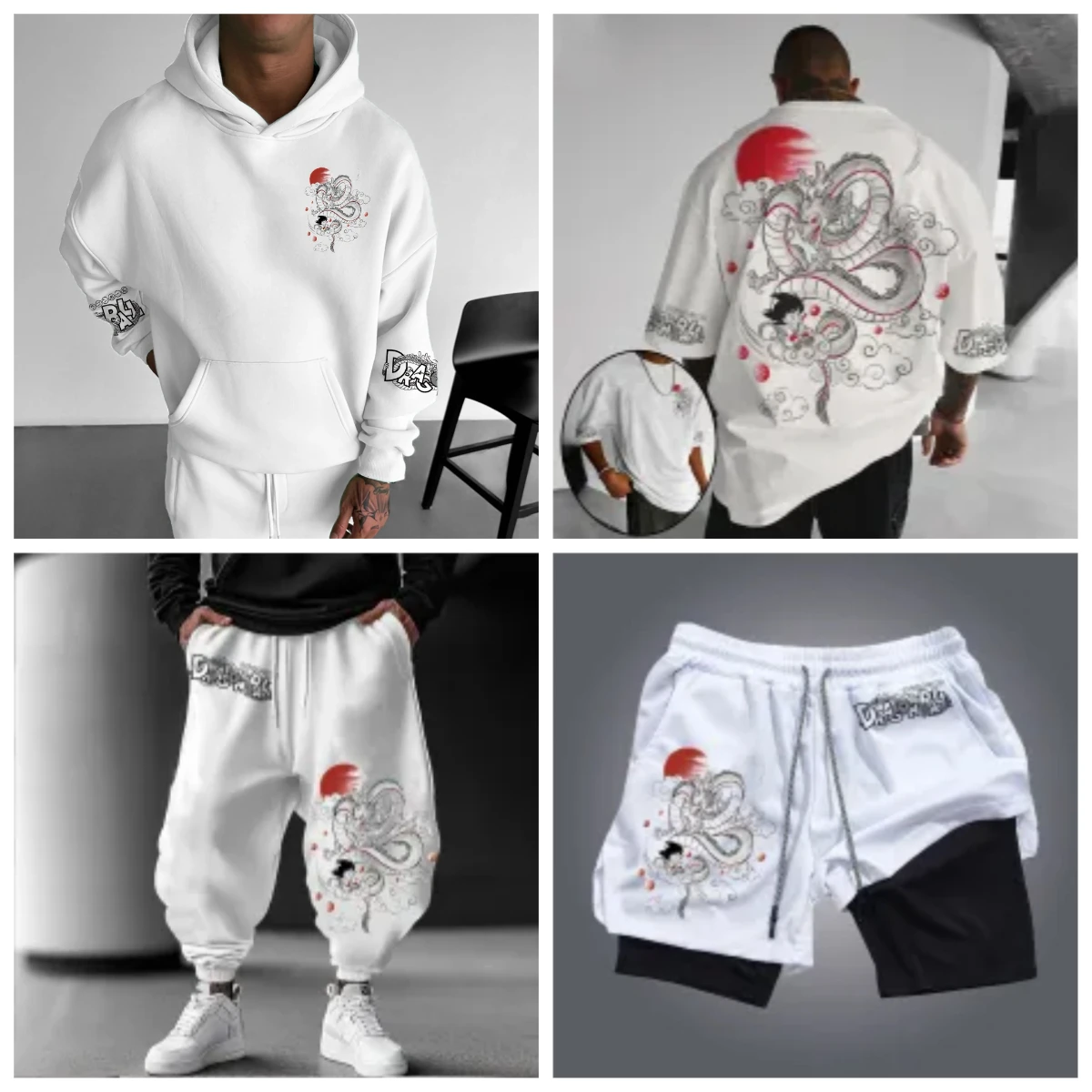 Dragon Ball Super Anime Goku trendige bedruckte Frühlings- und Herbst-T-Shirts für Herren und Damen, Hoodies, Shorts und Sporthosen