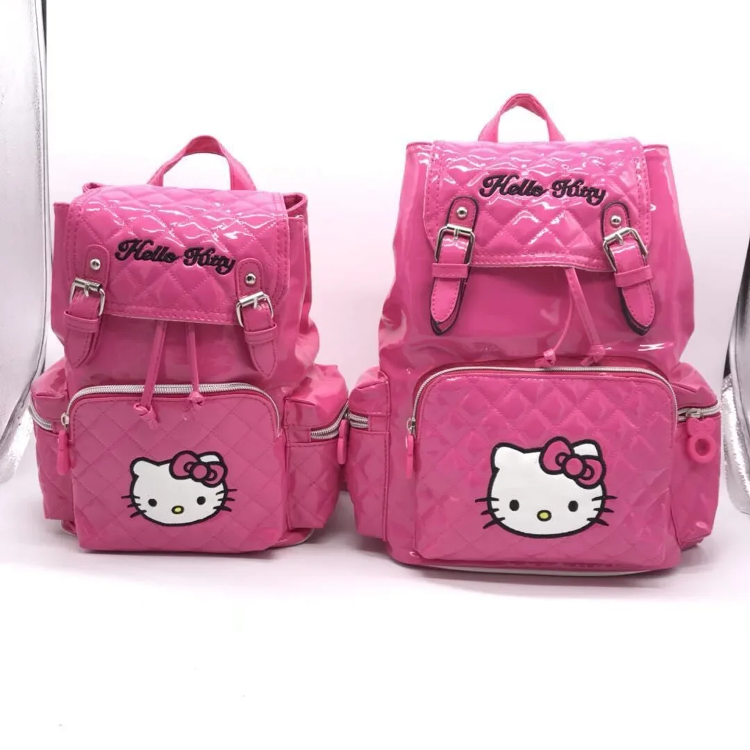 Sanurgente Hello Kitty-Cartable décontracté pour filles, surface brillante en PU, cordon de serrage SR, sortir