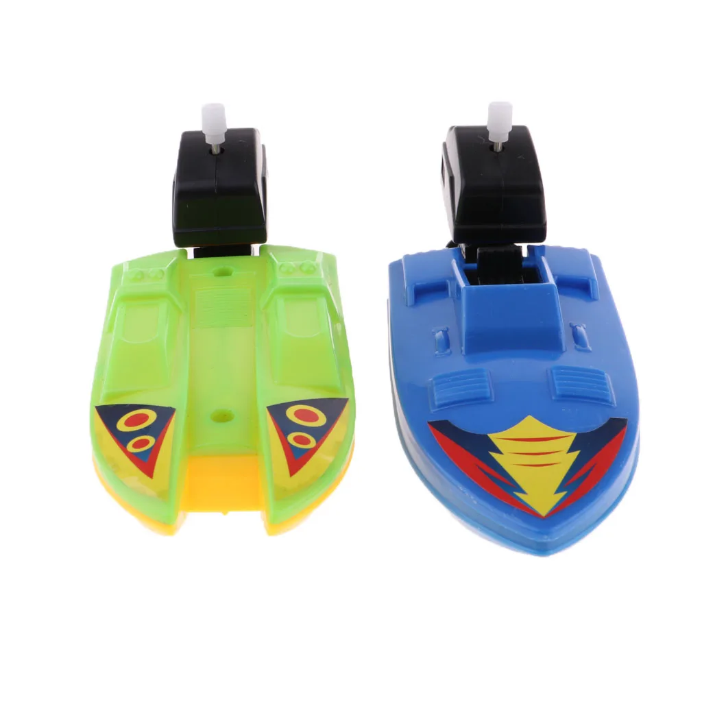 어린이를 위한 재미있는 수중 목욕 장난감 - 떠다니는 시계태엽 보트 2개 세트