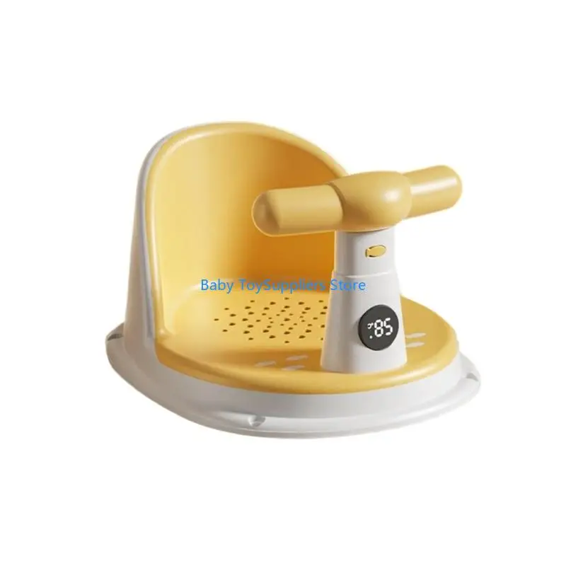 

R1WF Secure Baby Bath Support with Backrest Design and Strong Suction Cups for Toddler Temperature Sensing Shower