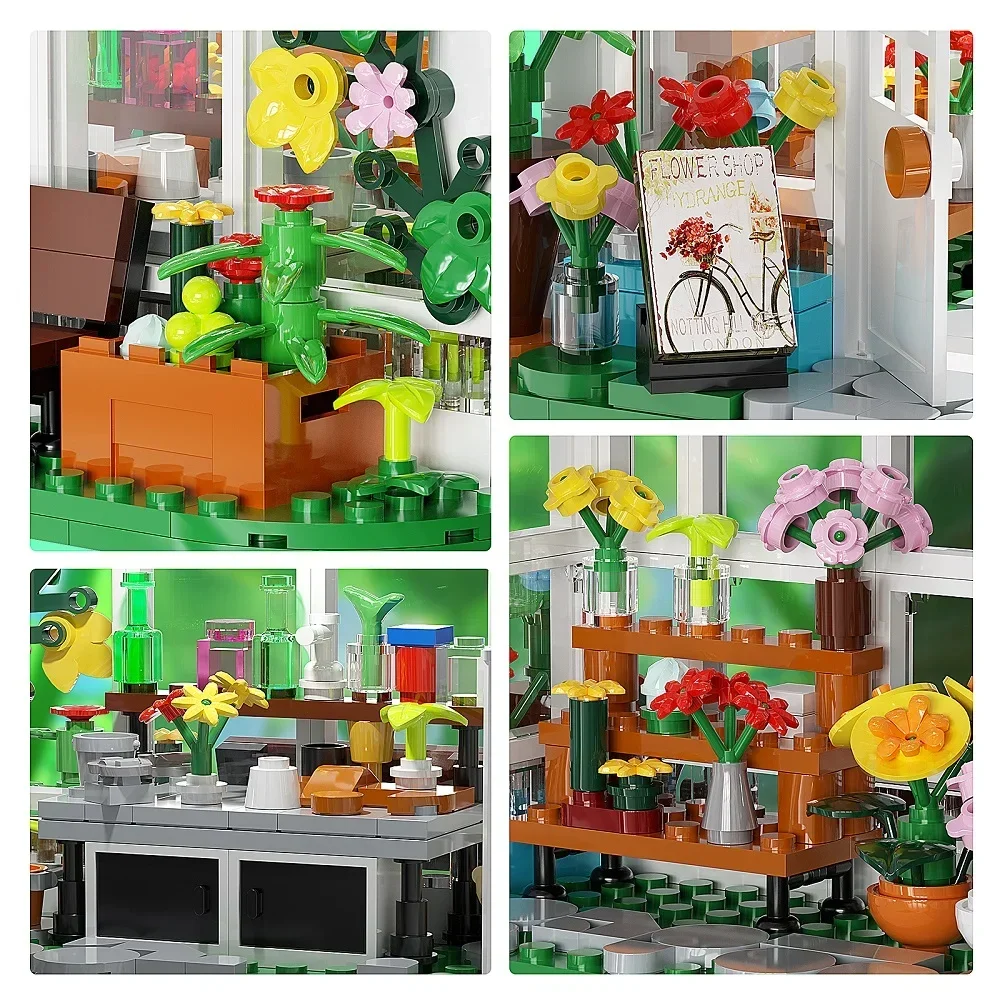 BuildMoc Flower House Building Block Set luce per il tempo libero apribile House Idea Hut Architecture Brick Toy For Children Birthday Gift