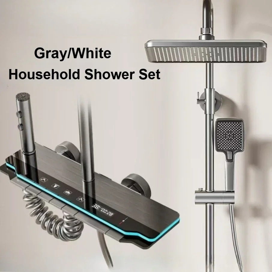 

Digital Temperature Display Bathroom Shower Faucet Set with Light Shower Hot Cold Shower Mixer Taps Household Shower Set