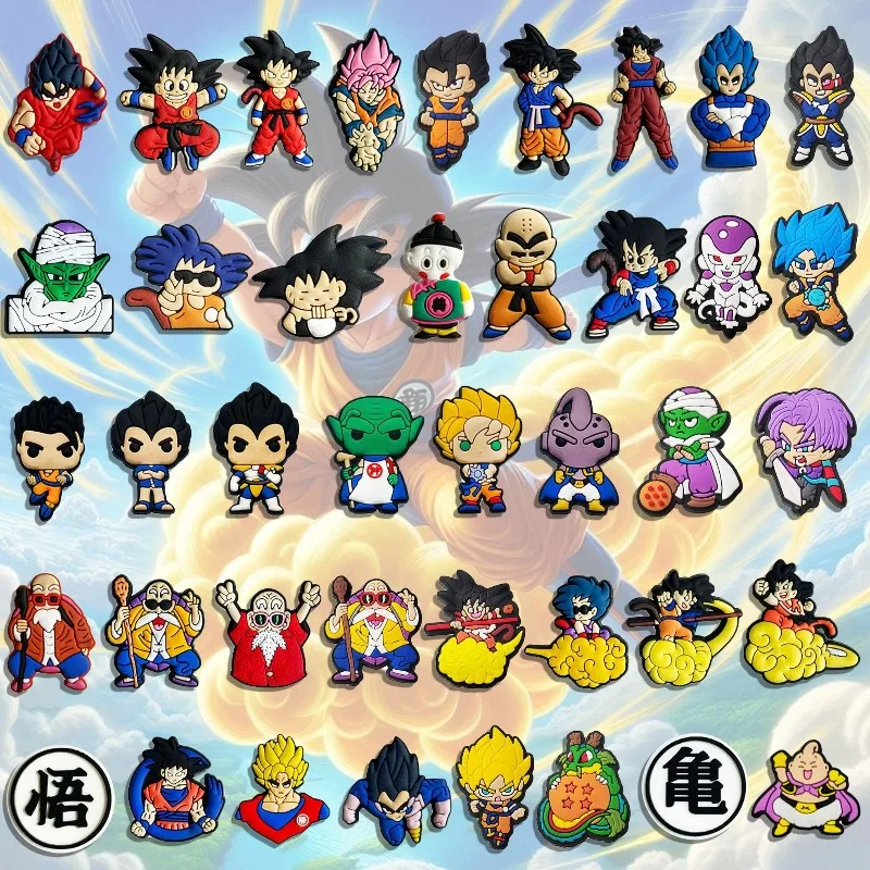 Afbeelding 4: Dragon Ball Z Goku Schoenen Charms Zachte Rubberen Afneembare Clog Pins Anime DIY Decoratie Accessoires voor Vrouwen Mannen Kinderen Casual Sandalen
