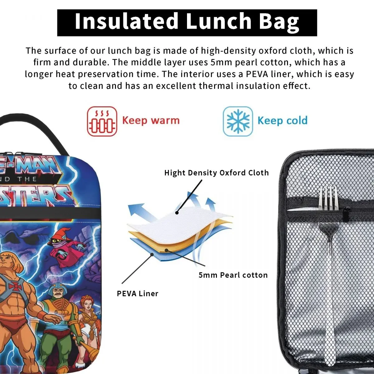 Sac à déjeuner personnalisé He-Man et le Prix des tiques, glacière, boîtes isothermes thermiques pour enfants, école, femmes