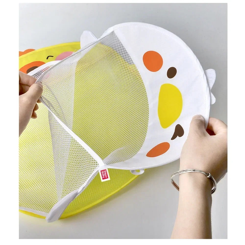 Bolsa de juego de secado rápido de malla de pato bonito de dibujos animados para niños, organizador de baño, bolsa de ducha con ventosa