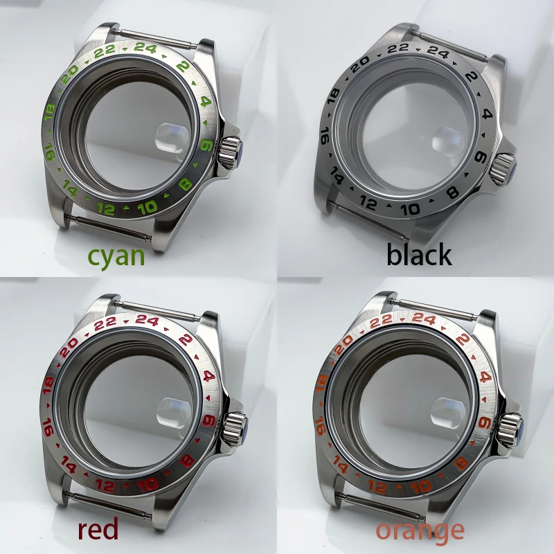 Stainless Steel 40mm Explore Watch Case Sapphire Glass For NH34 NH35 NH36 NH38 28.5mm Dial Screw-In Crown Black/Green/Red/Orange