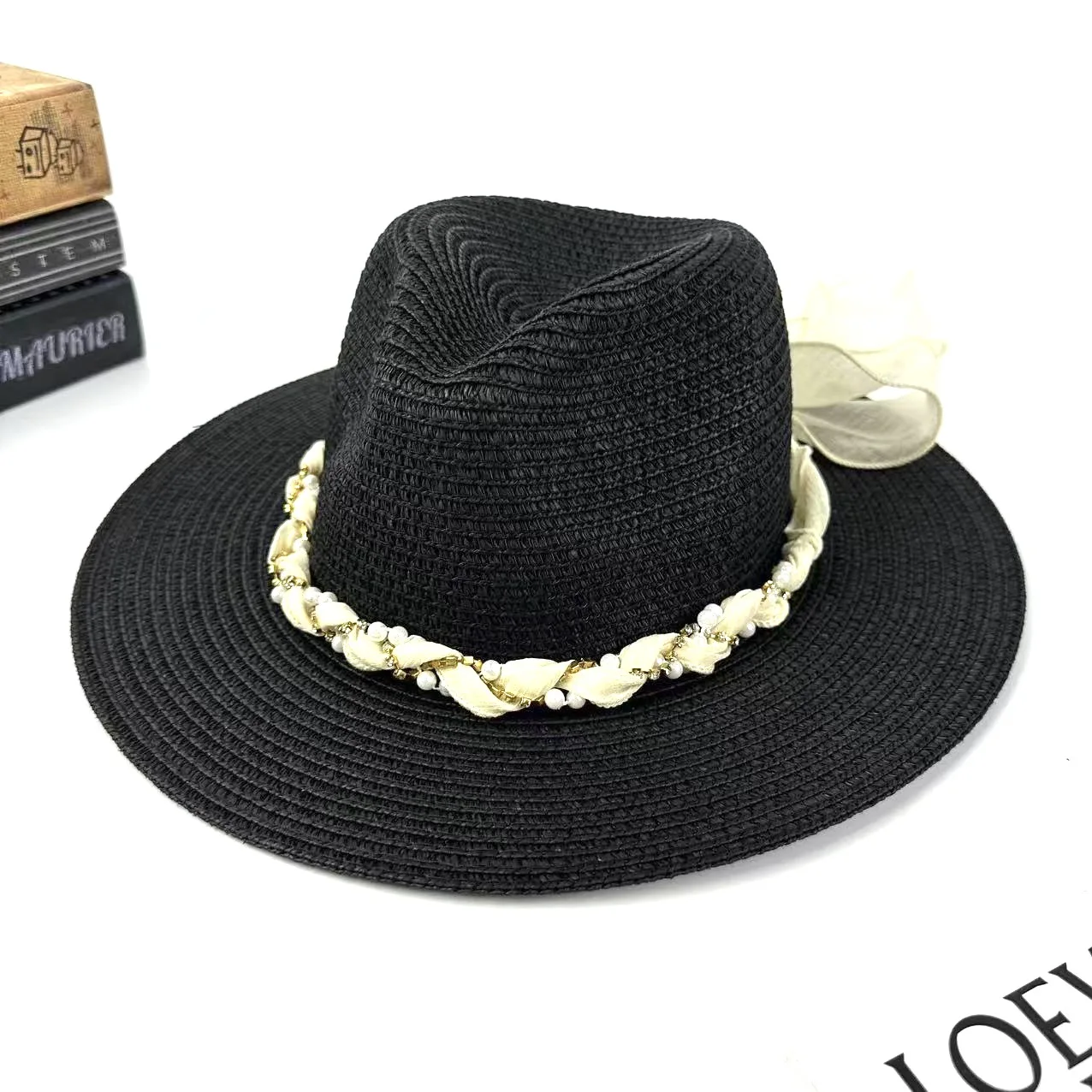 

women's cross-border European and American style fashion streamer top hat Korean version outdoor sunscreen versatile hat