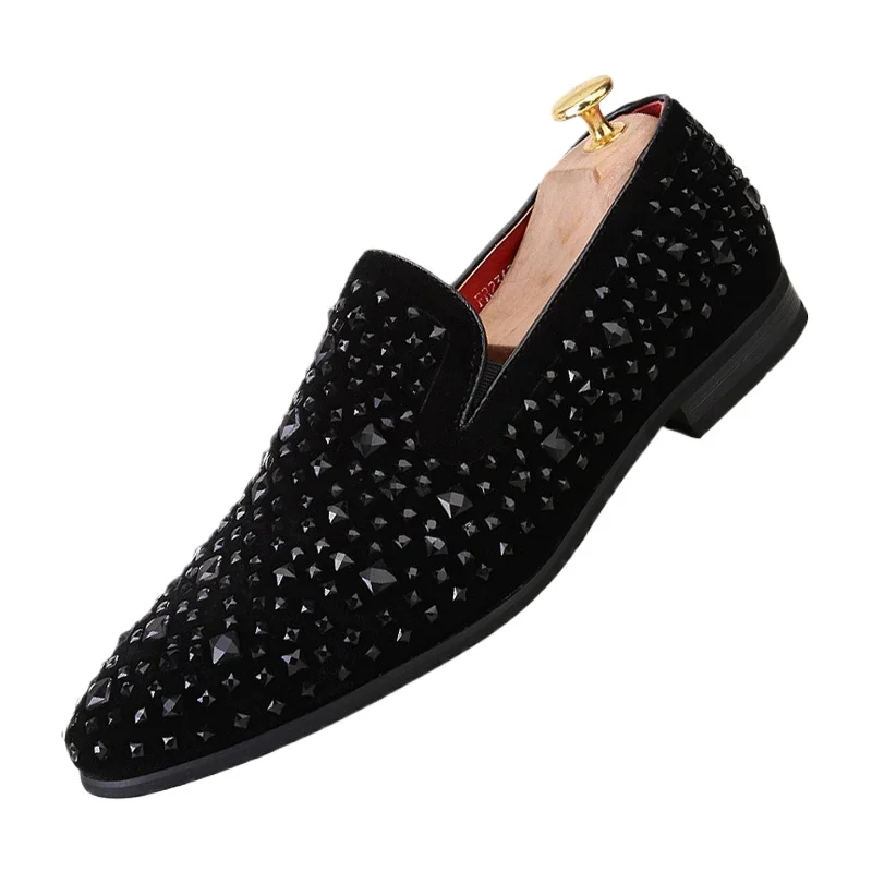 Formal Shoes Men Rhinestone Mens Dress Shoes Slip on Loafers Men Wedding Shoes Moda Italiana De Hombre Bona Zapatos Zapatillas