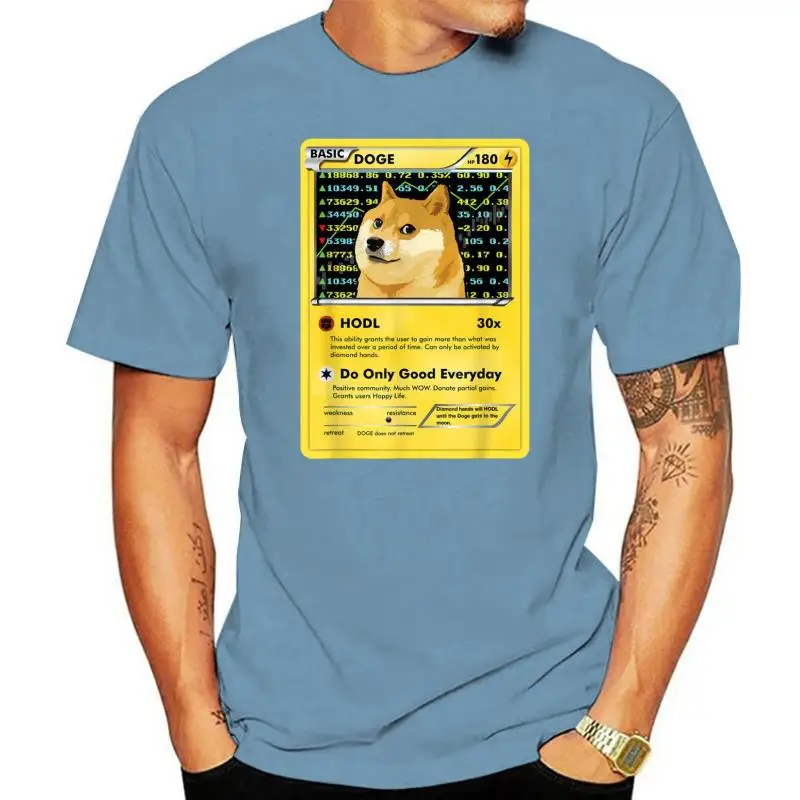 Funny Dogecoin T-Shirt Doge HODL Card Crypto Meme Men Kids T-Shirt Fitted Men Tees Summer Top T-Shirts Cotton Printed On