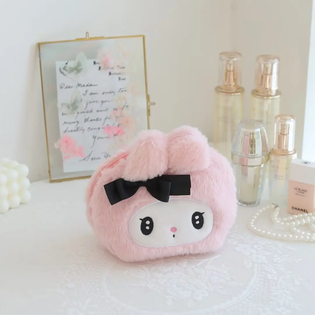 Lovely My Melody Cosmetic Bag Pochacco Cinnamoroll Plush Bag Kuromi Pom Pom Purin Japanese Style Cute Coin Purse High-capacity