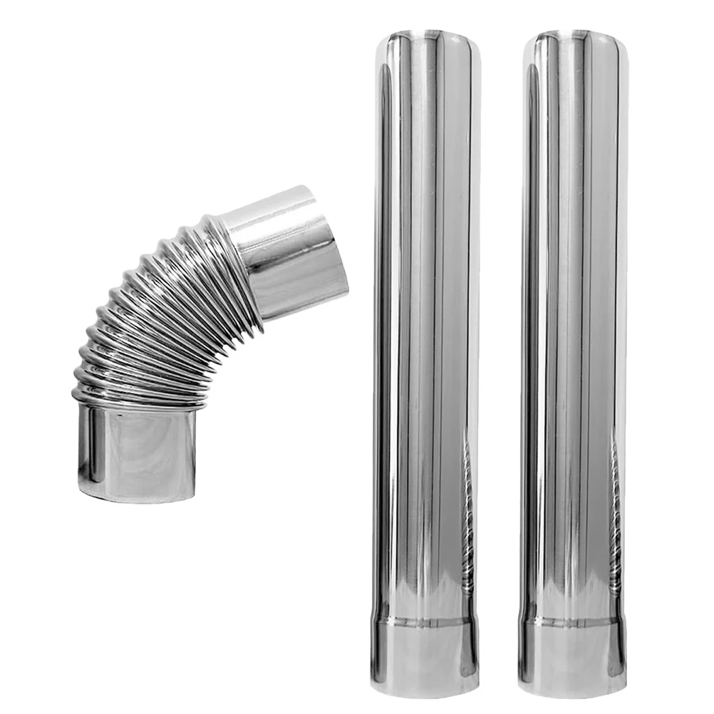 

3 Pcs Chimney Pipe Adapter Elbow Extension Tube Connector Exhaust Flue Vent Silver 90 Degree