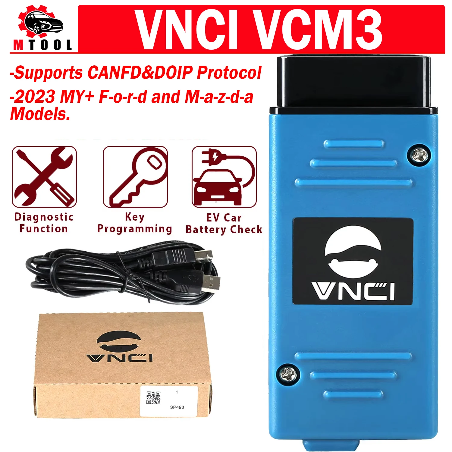 

VNCI VCM3 Car Diagnostic Scanner Support CAN FD DOIP DIOP WIFI For Mazda for Ford MDI2 from 1996 to 2023 EV Car Battery Check