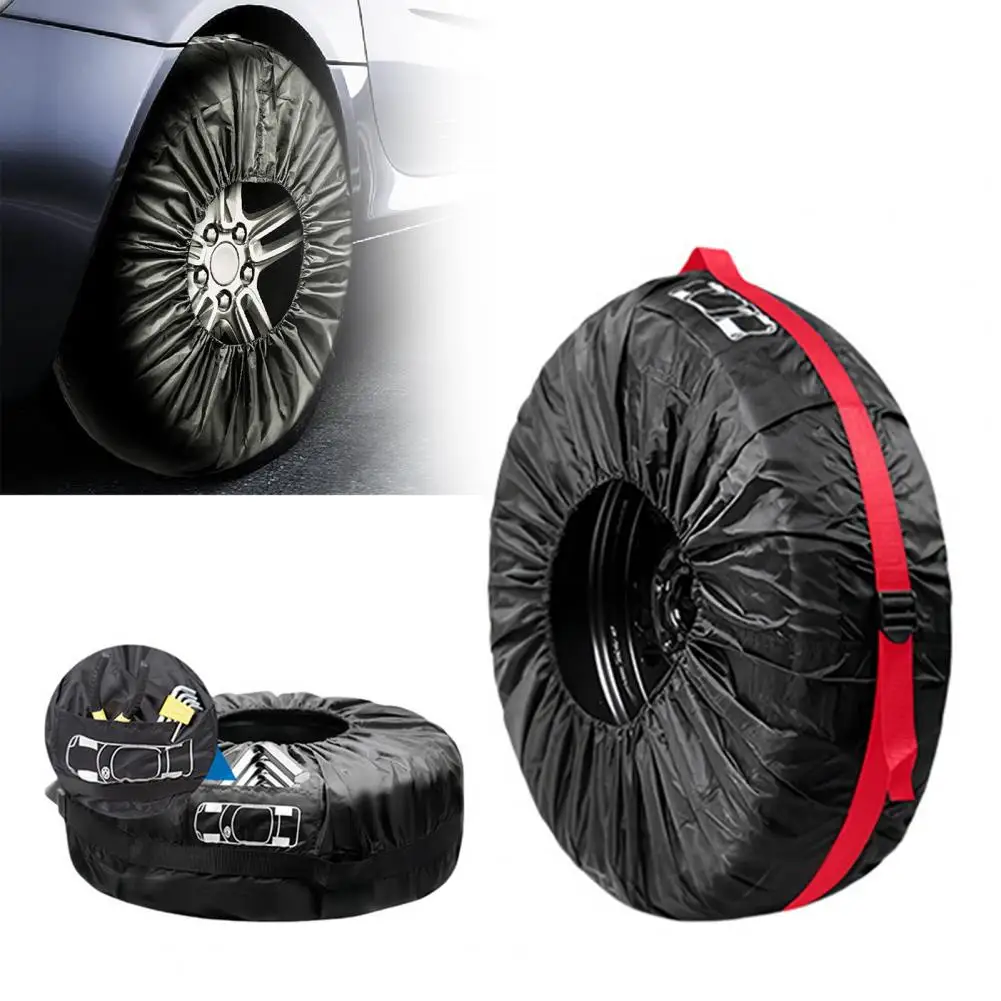 Car Tire Cover Adjustable Buckle Waterproof Dustproof Protector With Handle Aged Tire Prevention Cover For 13-23 Inch Tires