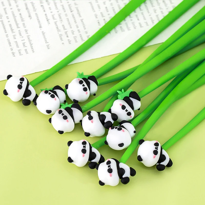 Pena Gel Panda lucu kartun Kawaii 0.5mm tinta hitam pena netral anak-anak alat tulis sekolah perlengkapan kantor pena tanda tangan