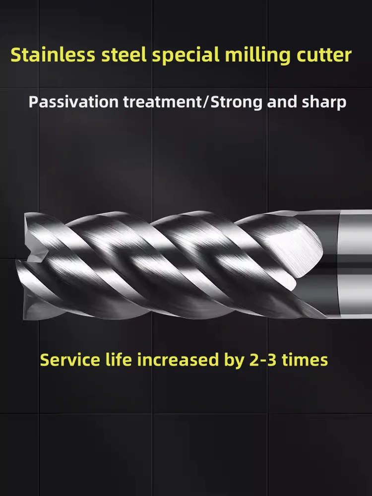 HRC65 Tungsten Carbide End Mill NACO4 Coated 4 Flute Milling Cutter 3 4 5 6 8 12 Shank Metal Steel Machining Tool CNC Router Bit