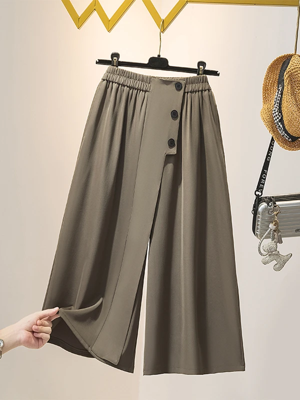 plus Size Women's High Waist Drapey Loose Wide Leg Seven-Foot Pants Summer New Style M4XL Small Figure Can Also Enjoy Fashion