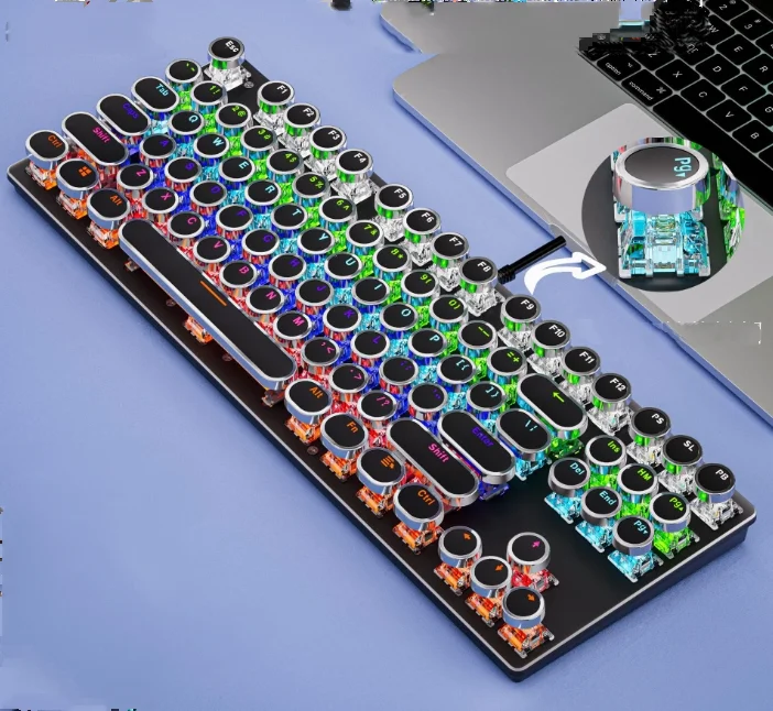 2025 Brand New Genuine Punk Mechanical Keyboard, Simple and Stylish Office Game Color Blocked Keyboard, Shipped Within 48 Hours