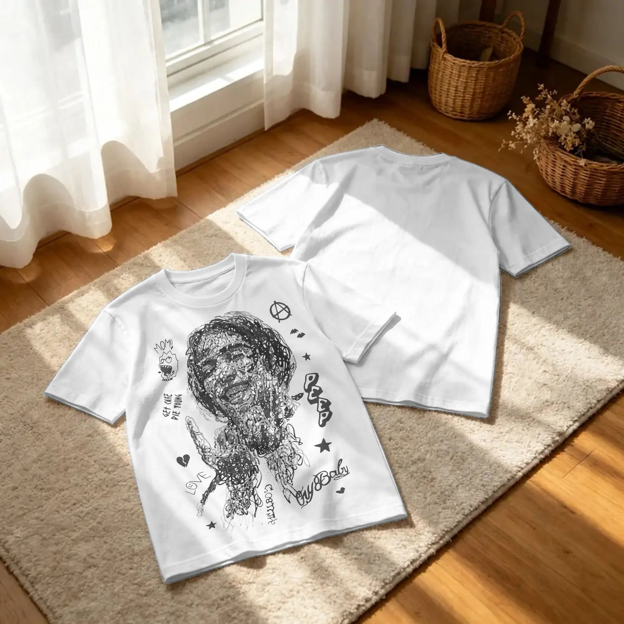 Lil Peep Scribble T Shirt Men Women Pure Cotton Vintage T-Shirt O Neck  Tees Short Sleeve Clothes Gift Idea
