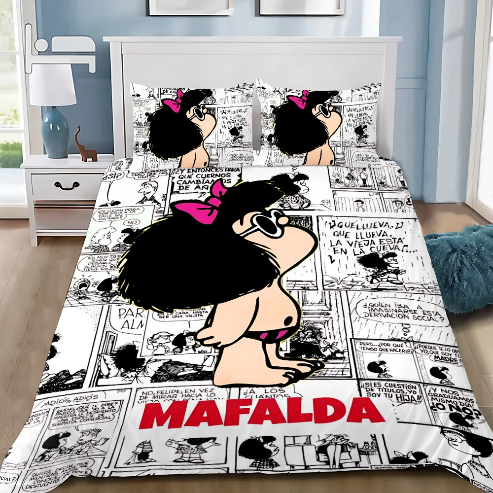 Cartoon Duvet Cover Pillowcase Bedding Set Adult Boy M-Mafalda Girl Bedroom Decoration Children Gift Single Double Large Size