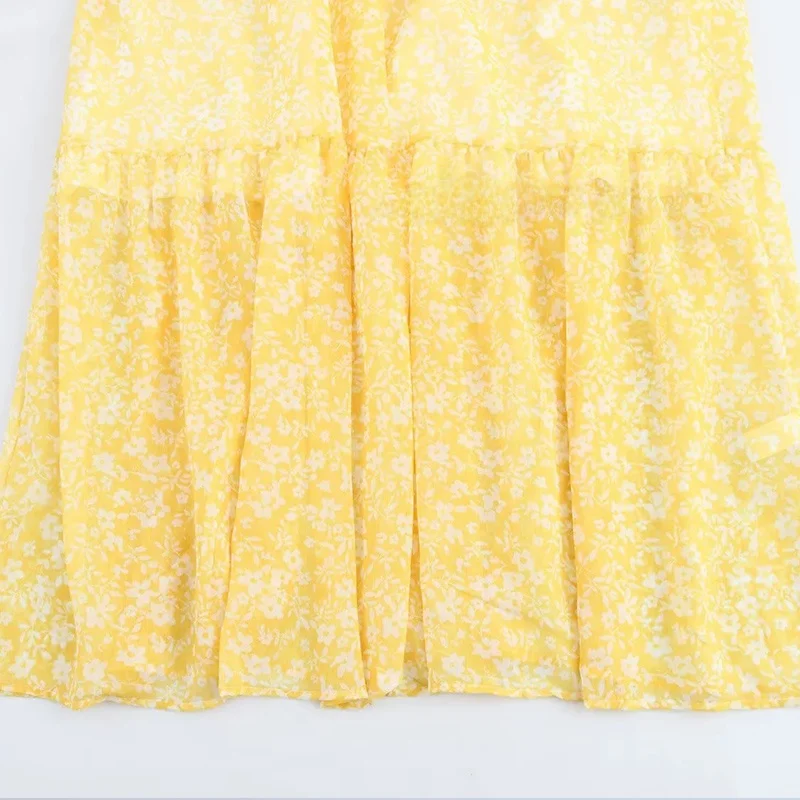 Z Frühling Neue Faion Casual Vielseitig Kleine Blumen Druck Chiffon Lange Sve frauen Dr Polyester Faser Damen Rock