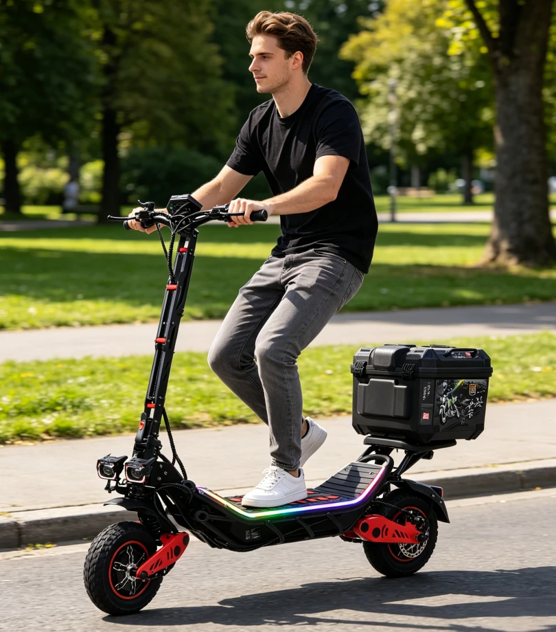 FREEBOY H10 Klappbarer Elektroroller 6000W Doppelmotor 60V28AH Lithium-Batterie Hydraulische Bremse 75km/h E-Scooter Abnehmbarer Werkzeugkasten 12-Zoll-Reifen All-Terrain Offroad E-Scooter für Erwachsene – Detail 1